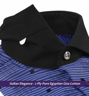 Sanibel- Royal Blue Horizontal Stripe- Black Collar