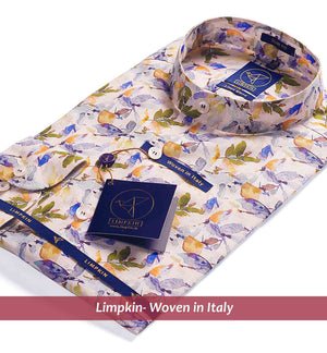 Lombok- Beige & Green Leaf Print- Cotton Linen Blend