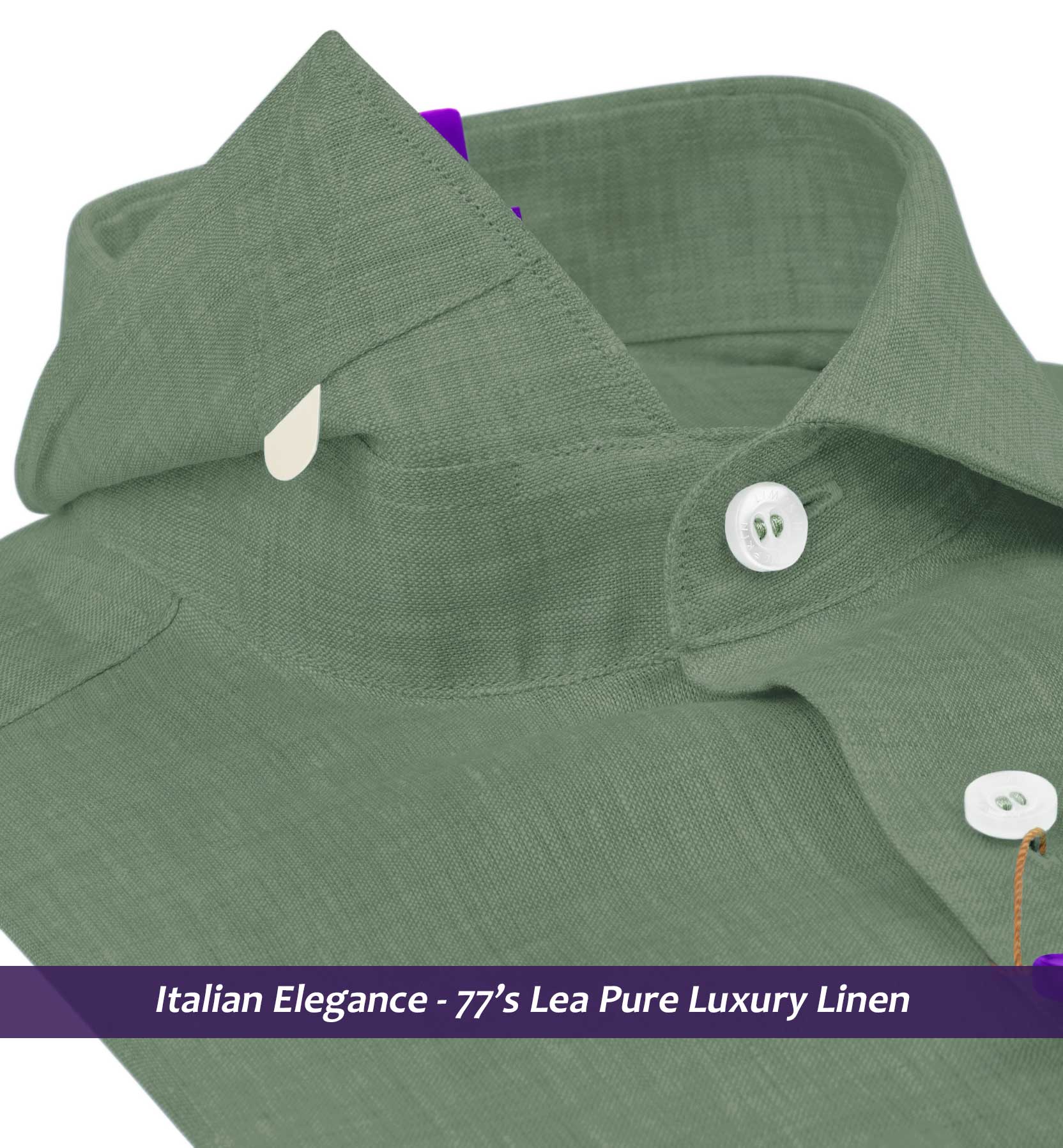 Davos- Sage Green Solid Linen- 77's Lea Pure Luxury Linen