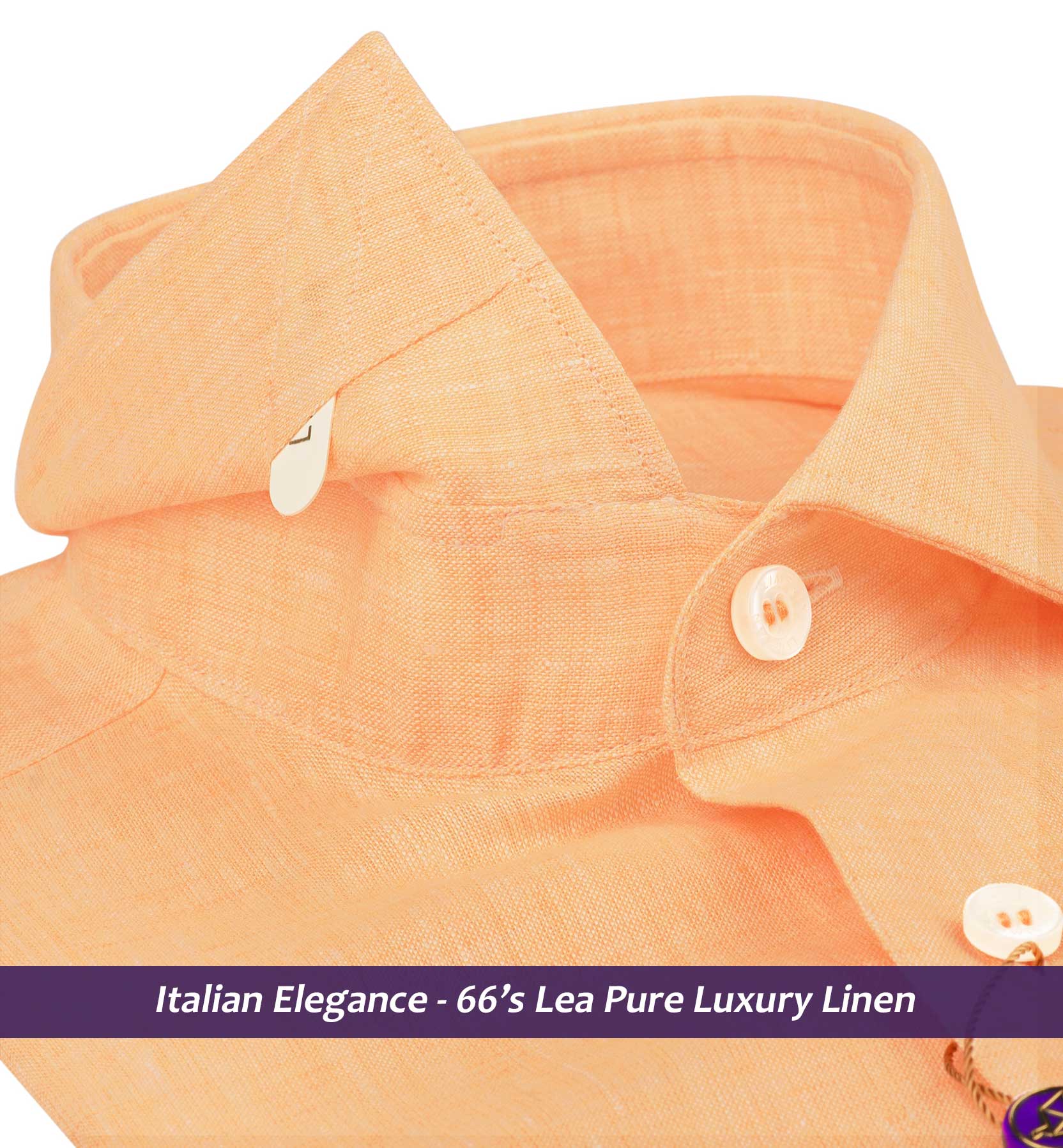 Brandon- Melon Orange Solid Linen- 66's Lea Pure Luxury Linen