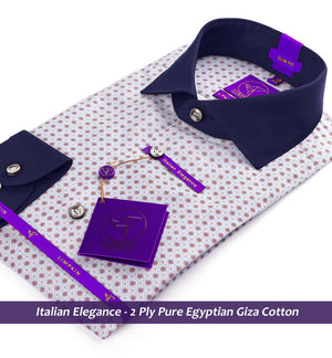 Tripoli- Cerulean Blue & Brown Print- Navy Collar