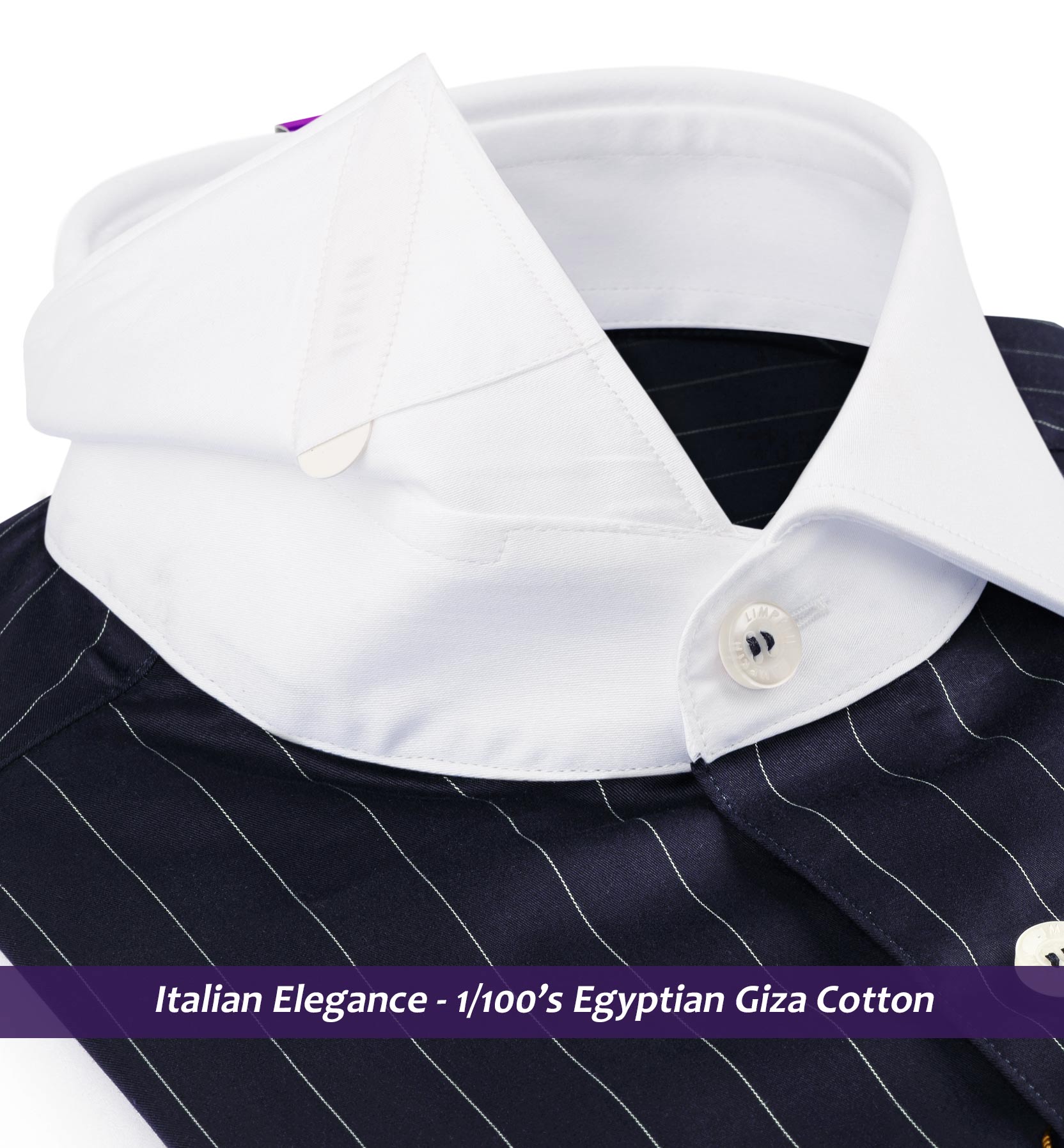 Corsico- Navy & White Stripe- White Collar