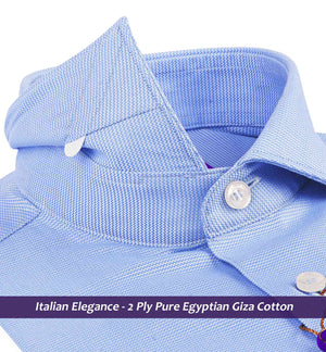 Nelson- Azure Blue Structure- 2 Ply Egyptian Giza Cotton- Delivery from 9th March