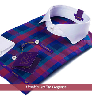 Kentucky - Burgundy & Teal Check- White Collar