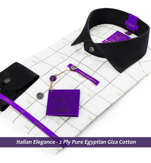 Prague- Grey & Beige Check- Black Collar