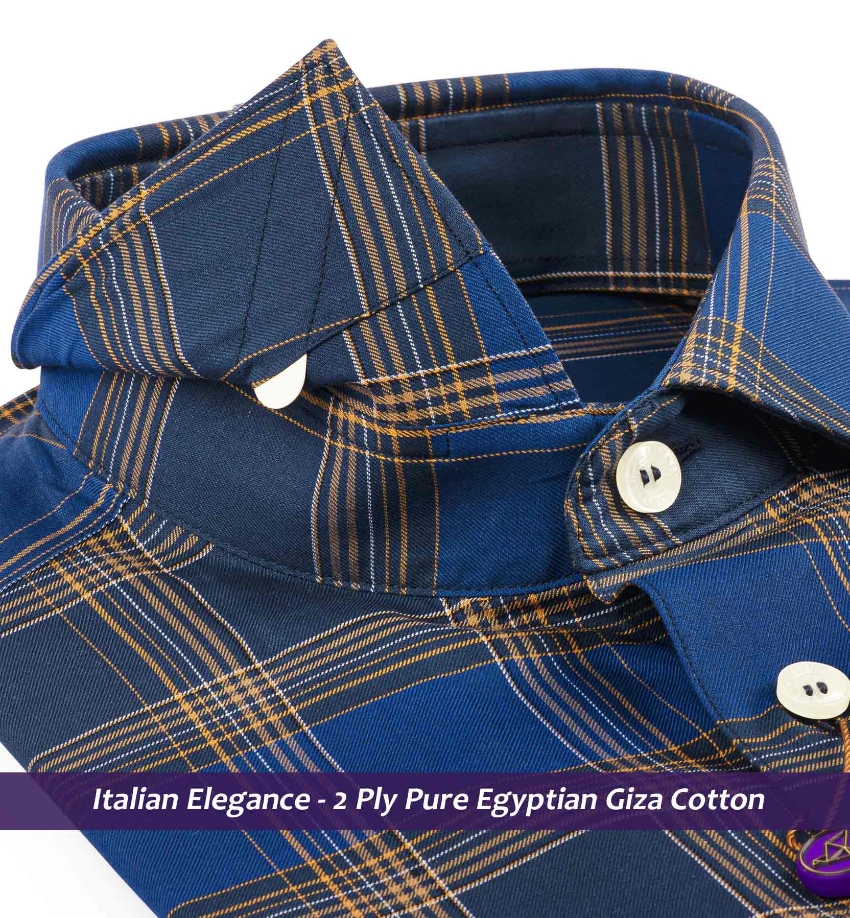 Monza- Navy Blue & Orange Check
