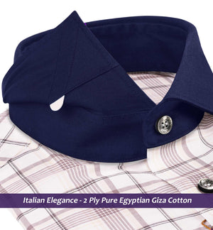 Madison- Prose Pink & Beige Check- Navy Collar