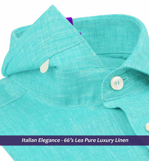 Fontana- Turquoise Green Solid Linen- 66's Lea Pure Luxury Linen