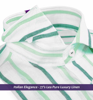 Vienna- Emerald Green & White Stripe Linen