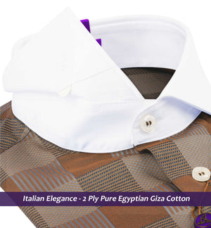 Montauk- Caramel Brown & Navy Check