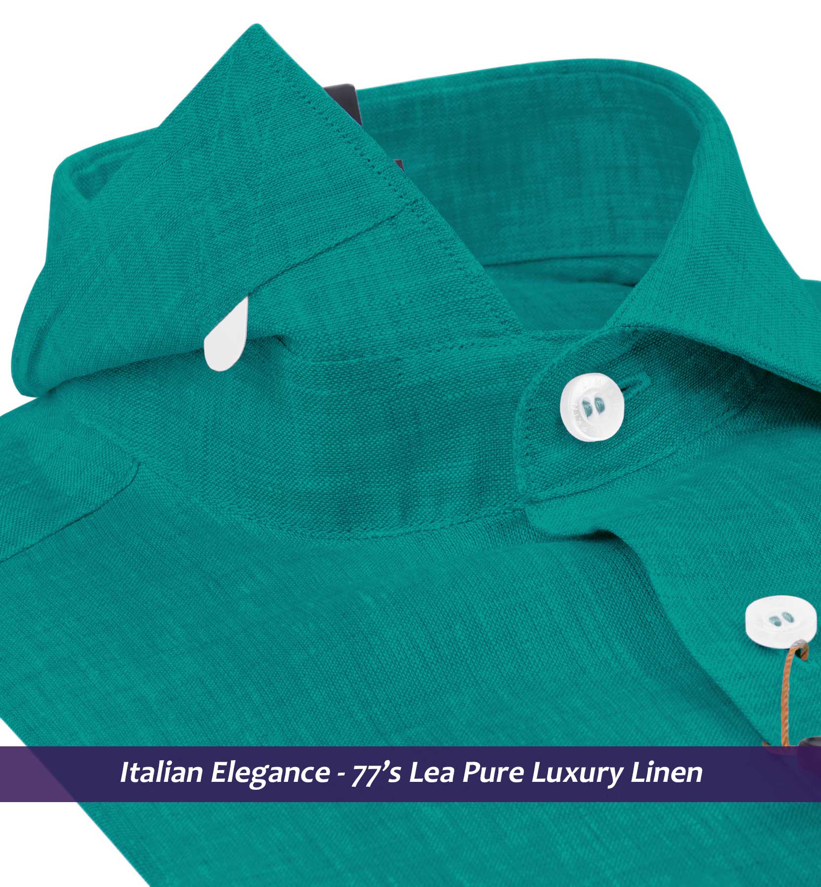 Brisbane- Emerald Green Solid Linen- 77's Lea Pure Luxury Linen