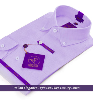 Porus- Periwinkle Lilac Solid Linen- Button Down