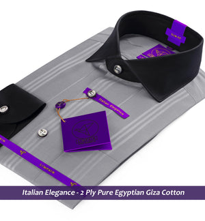 Comasina- Flint Grey Stripe- Black Collar