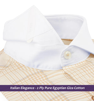 Warsaw- Beige & Grey Check- White Collar