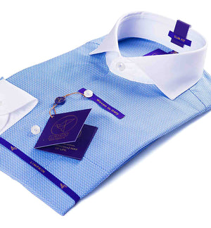 Florence- Azure Blue Structure- White Collar