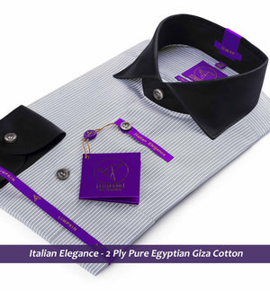 Porus- Cloud Grey & White Stripe- Black Collar