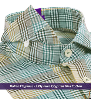 Huesca- Emerald Green & Beige Check