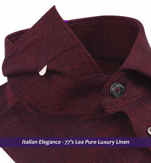 Portugal- Burgundy Solid Linen- 77's Lea Pure Luxury Linen