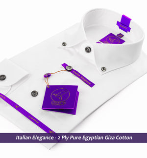 Segovia- Pristine Pure White with Contrast Details- Button Down