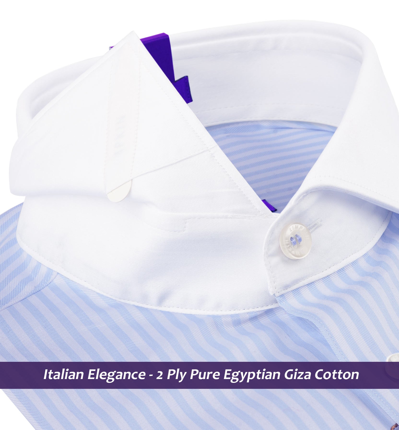Romania- Azure Blue & White Stripe- White Collar