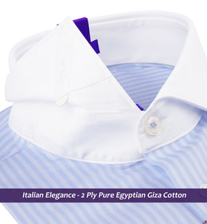 Romania- Azure Blue & White Stripe- White Collar