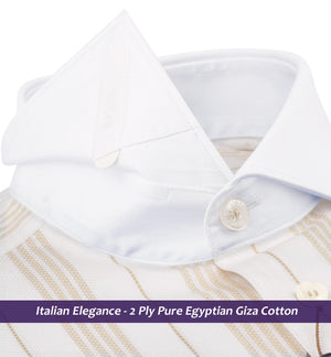 Coronado- Beige & White Stripe- White Collar