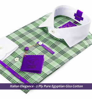 Vagator- Mint Green & White Check- White Collar