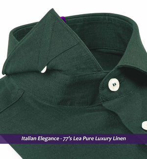 Cairoli- Emerald Green Solid Linen- 77's Lea Pure Luxury Linen