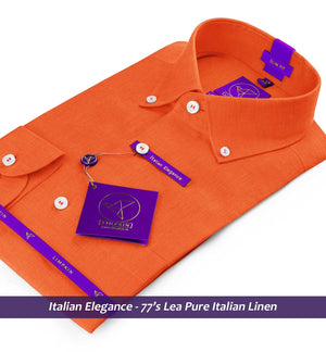 Bolivia- Tangerine Orange Linen- Button Down