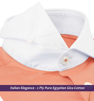 Genoa- Apricot Orange Solid- White Collar