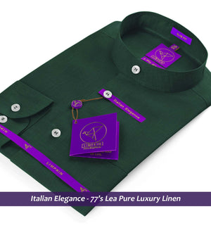 Newburgh- Emerald Green Linen- Mandarin Collar