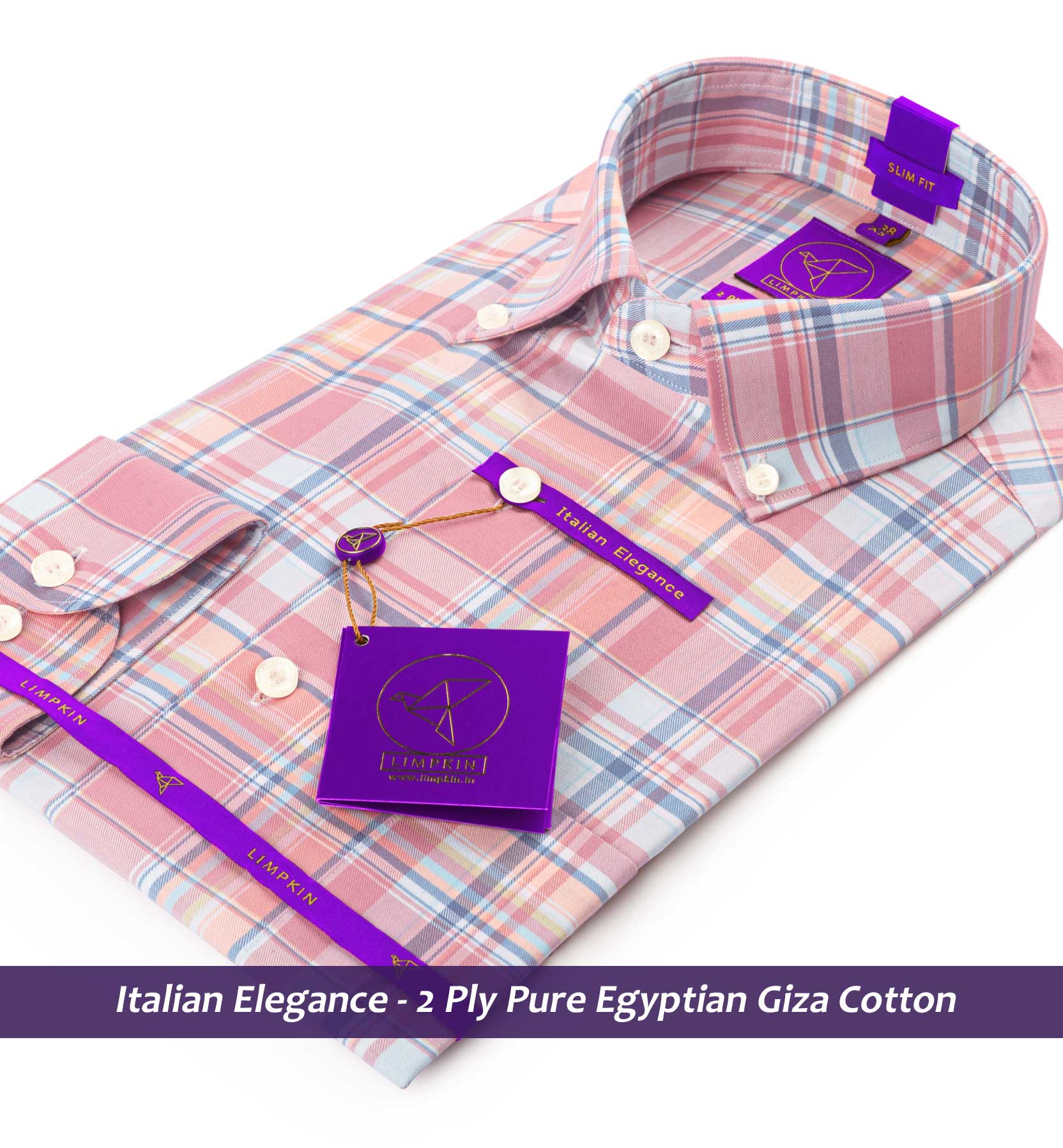 Logrono- Carnation Pink & Blue Check- Button Down