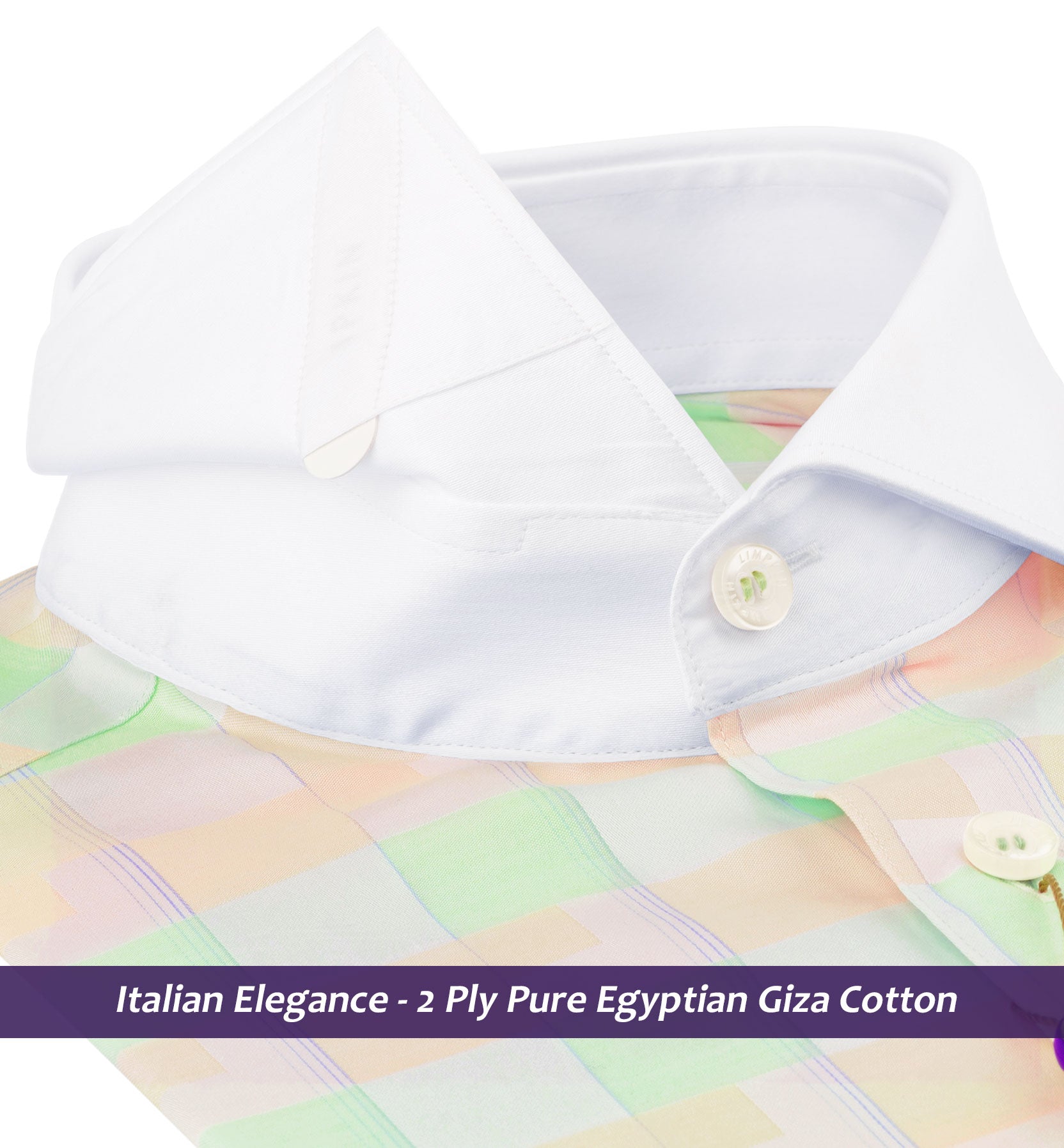 Edmonton- Mint Green & Peach Check- White Collar