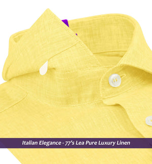 Sicily- Daffodil Yellow Solid Linen- 77's Lea Pure Luxury Linen