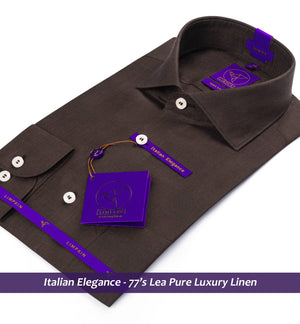 Milano- Cedar Brown Solid Linen- 77's Lea Pure Luxury Linen