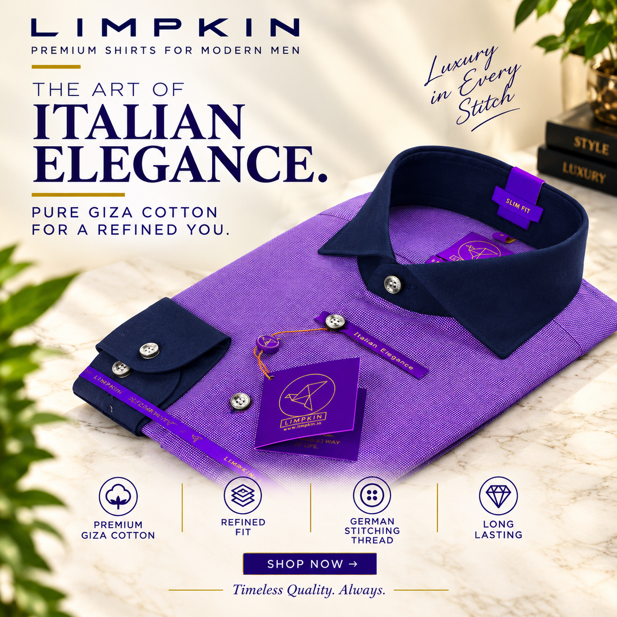 Sebastian- Purple Structure- Navy Collar