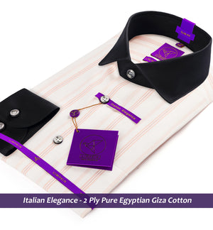 Coventry- Carnation Pink Stripe- Black Collar