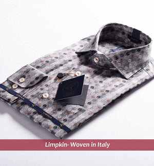 Serbia- Grey & Beige Leaf Print