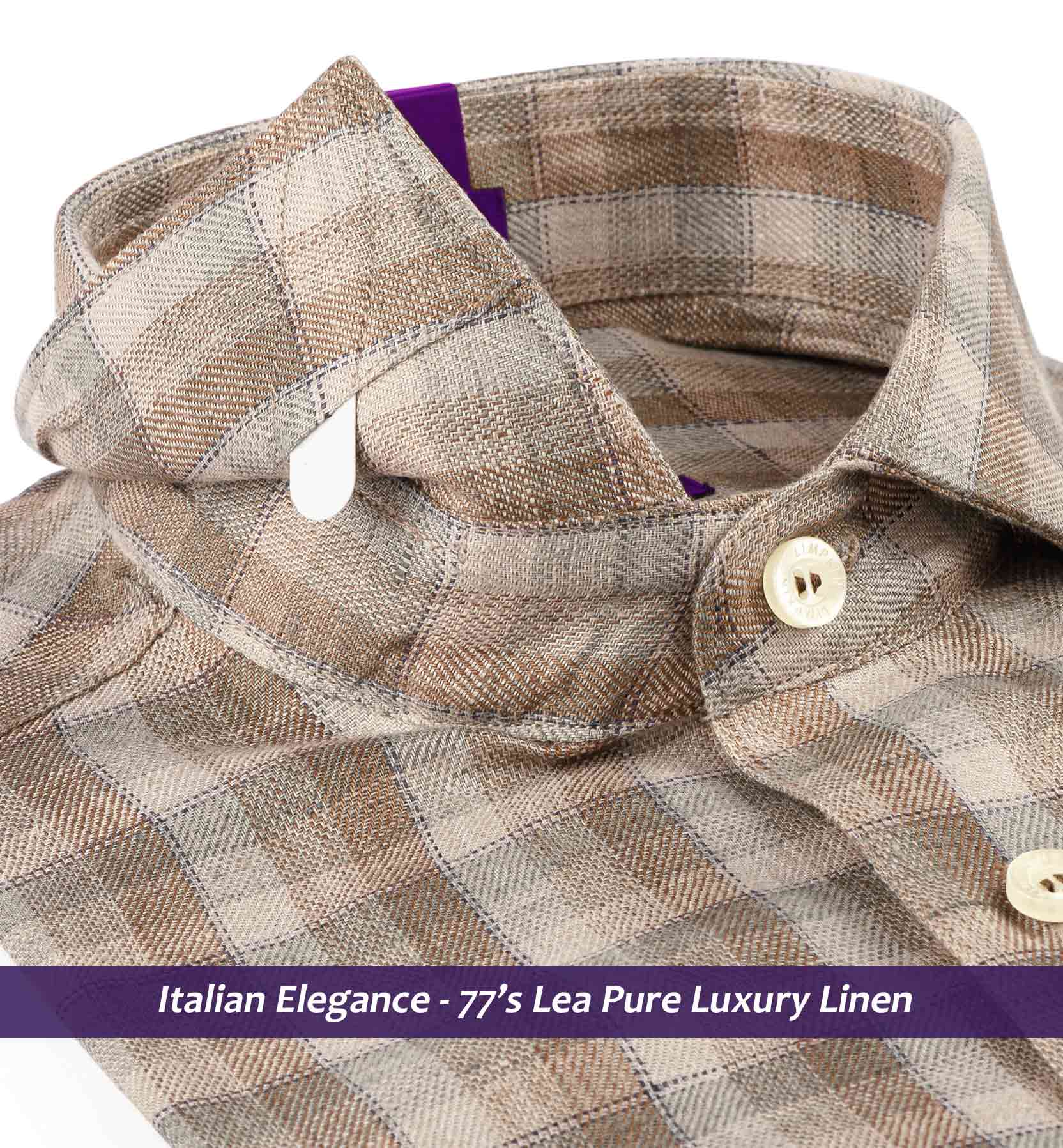 Faliraki- Beige & Brown Check Linen