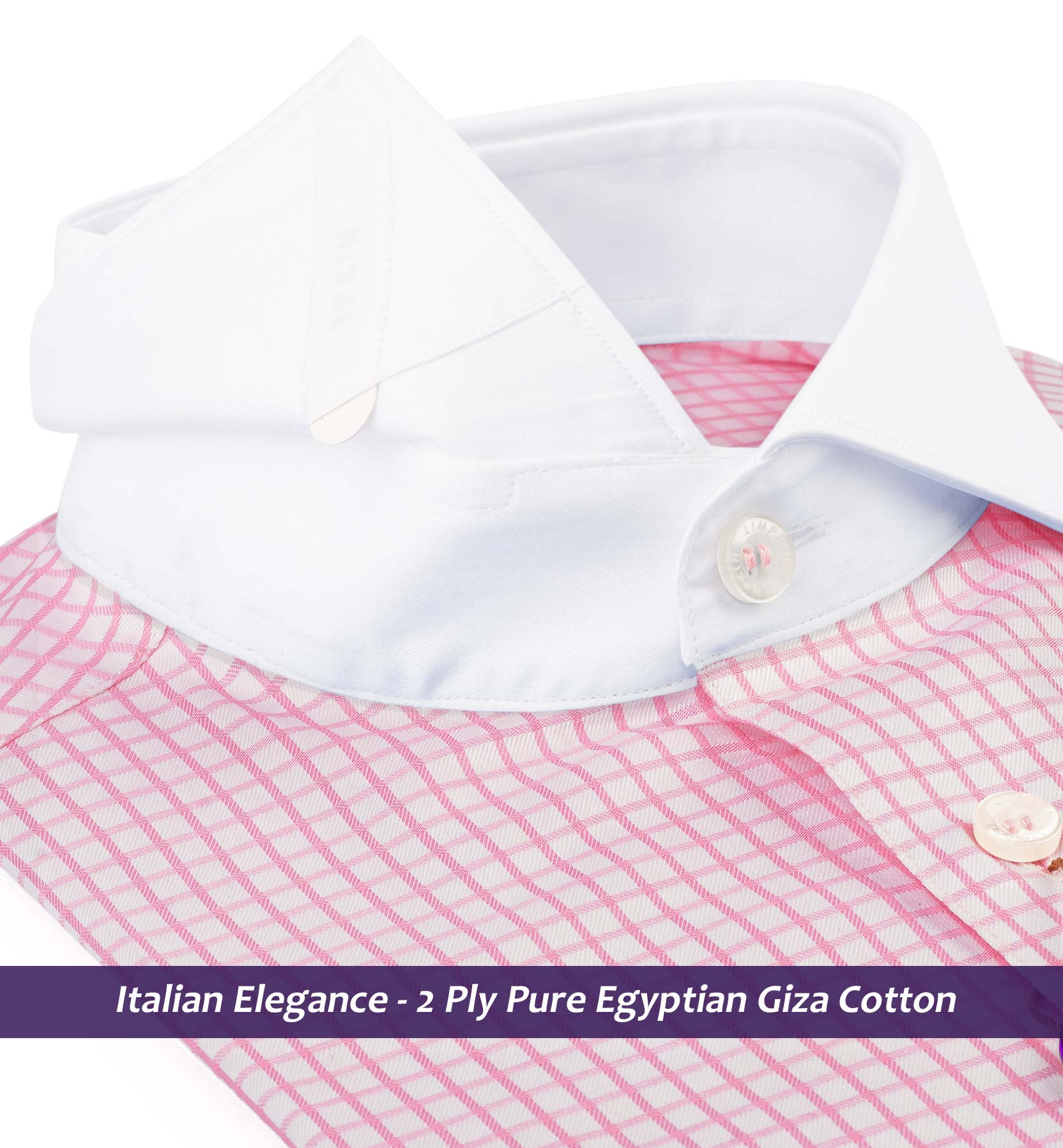 Phoenix- Pink & White Check- White Collar