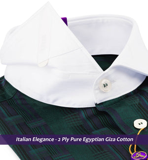 Sebastian- Emerald Green & Navy Stripe- White Collar