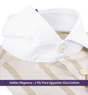 Santillana- Beige & White Stripe- White Collar