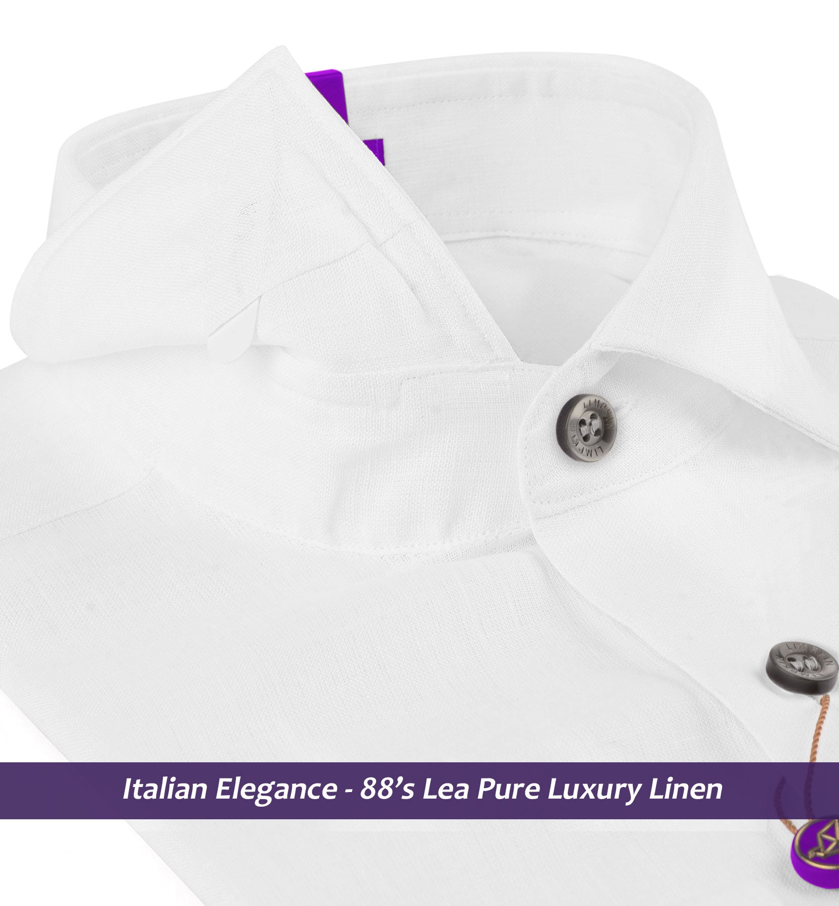 Vatican- Pure White Linen with Contrast Details