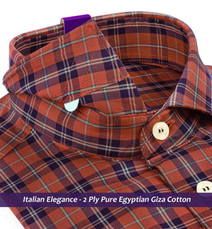 Sorrento- Bronze Orange & Navy Check