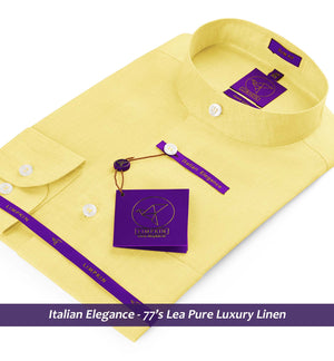 Coronado- Daffodil Yellow Solid Linen- Mandarin Collar