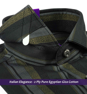 Fribourg- Grey & Beige Motif Stripe