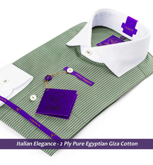 Toulouse- Basil Green & White Stripe