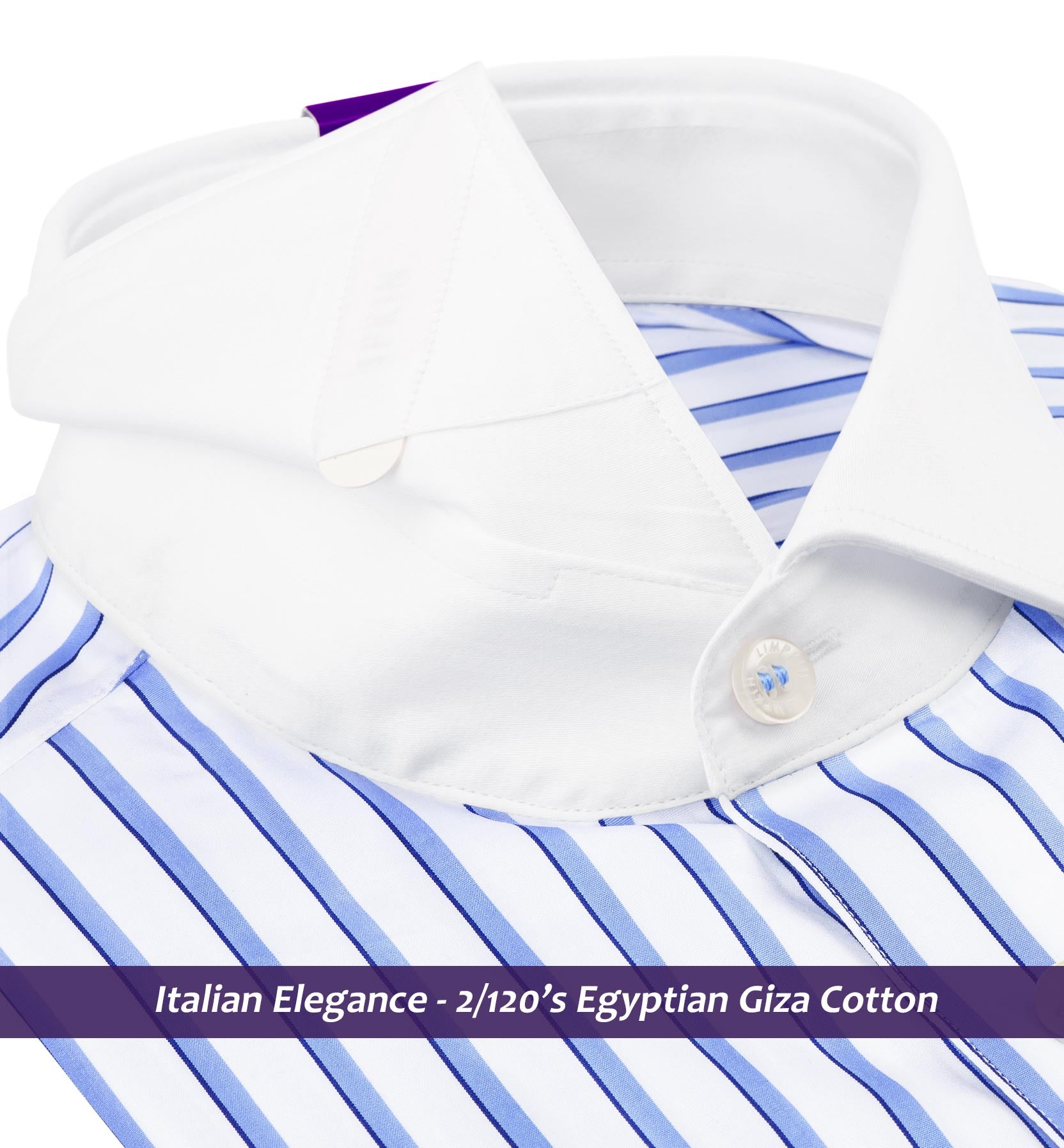 Moncler- Azure Blue & Navy Stripe- White Collar