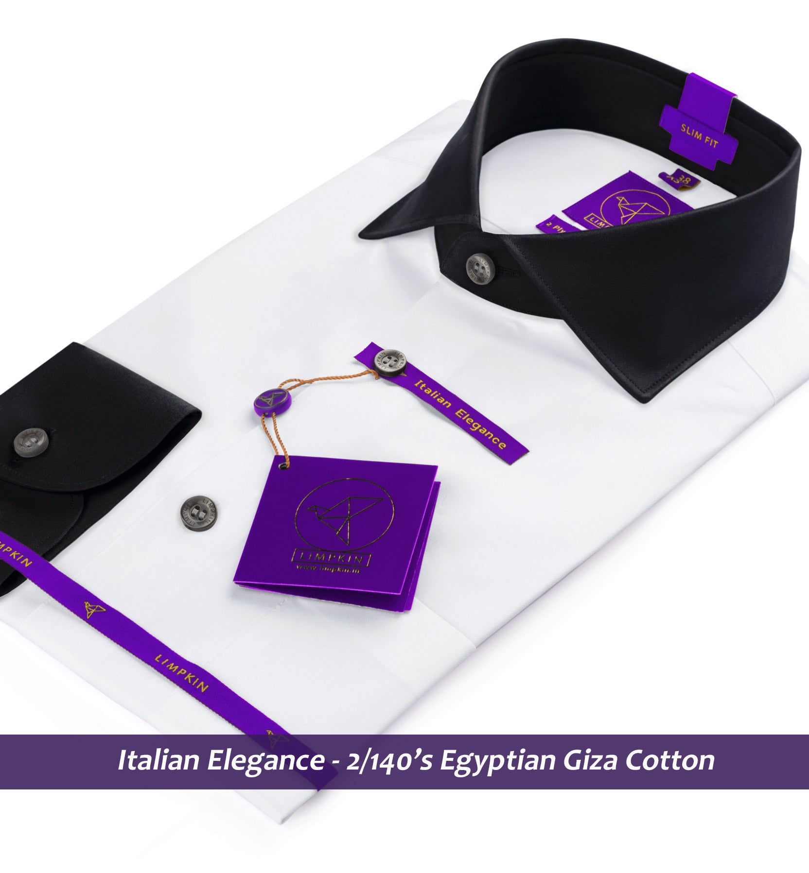 Torrance- The Best Formal White- Black Collar- 2/140 Egyptian Giza Cotton