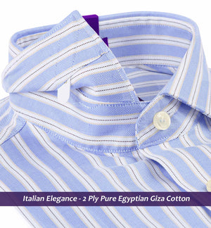 Navona- Azure Blue & Navy Stripe